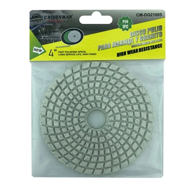 GENERICO - Disco Lija Para Pulir Marmol Granito 4 Pulgadas Crownman grano 50