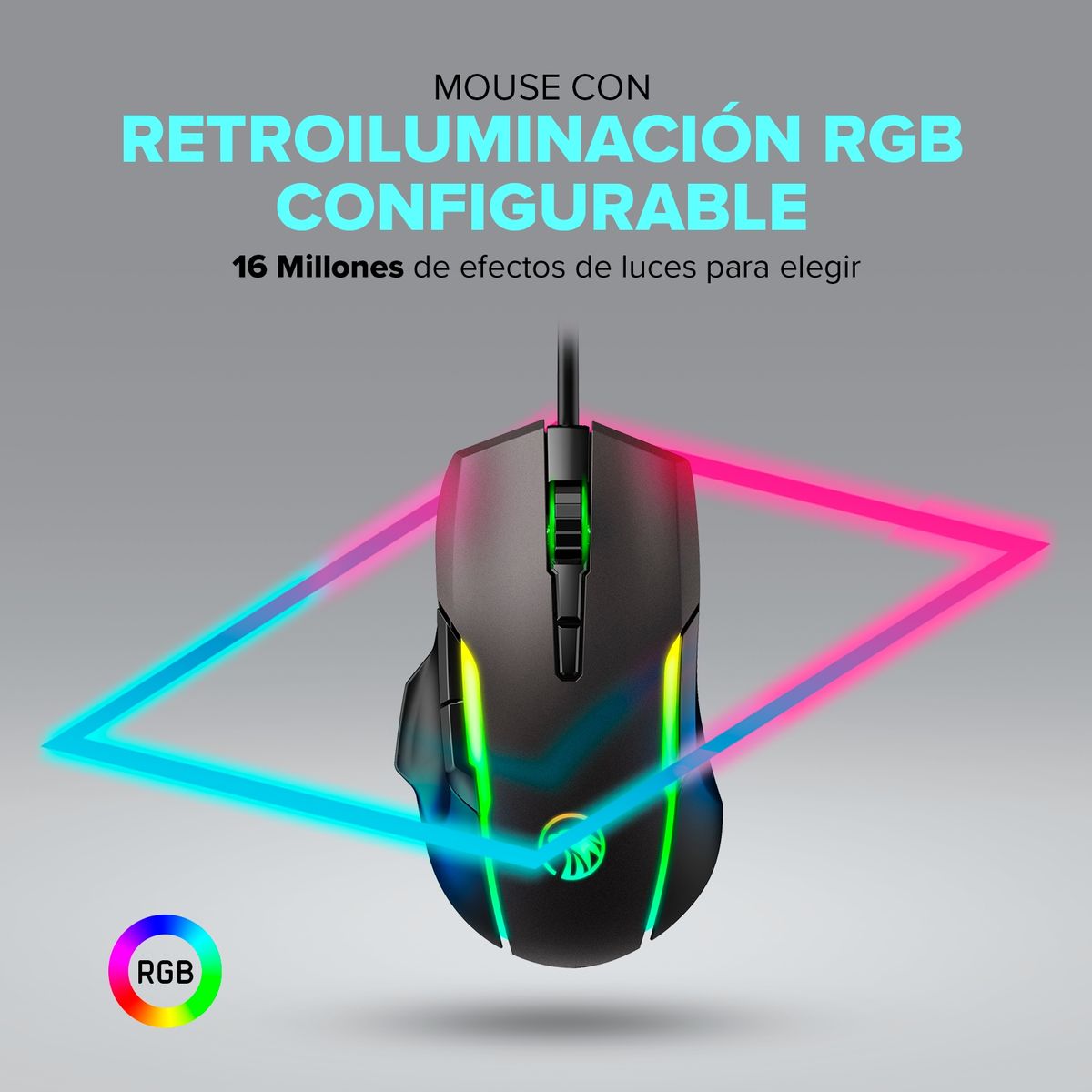 NJOY TECH - Mouse Gamer NjoyTech Ergonómico con Luces RGB