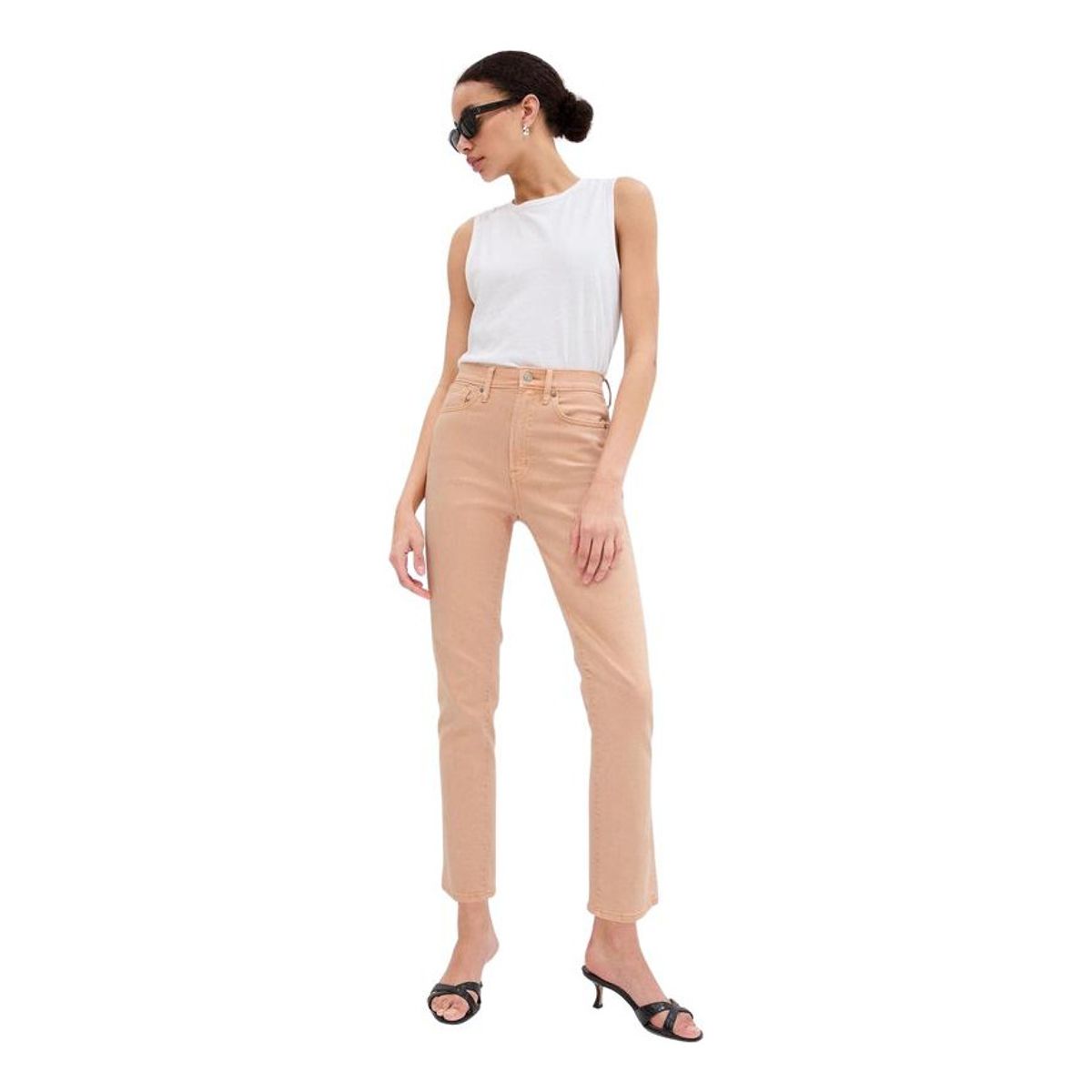 GAP - Jeans Slim Tiro Alto Con Washwell Beige GAP
