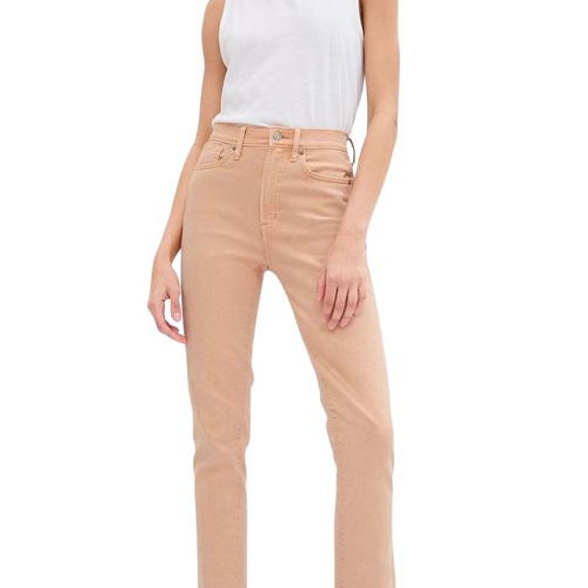 GAP - Jeans Slim Tiro Alto Con Washwell Beige GAP