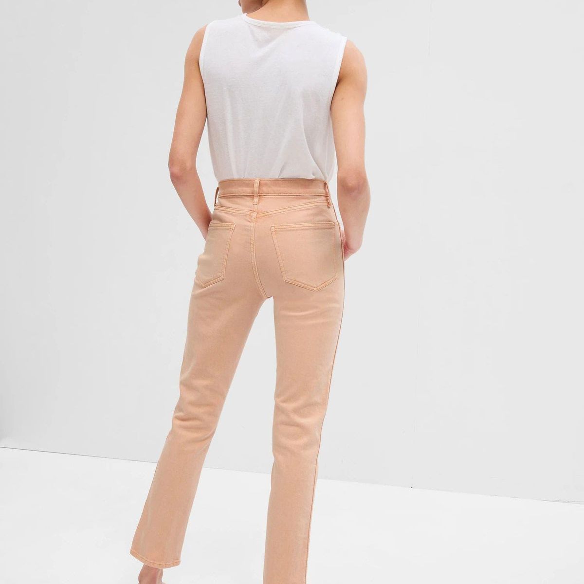 GAP - Jeans Slim Tiro Alto Con Washwell Beige GAP