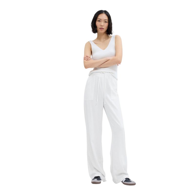 GAP - Pantalón Wide-Leg De Lino Blanco GAP