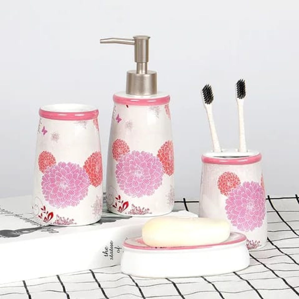 GENERICO - Set De Baño 4 Piezas Portacepillos Pasta Jaboneras & Vaso