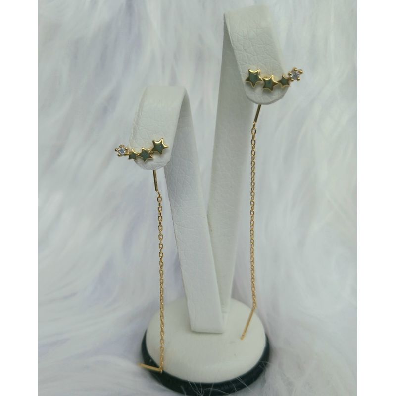GENERICO - Aros Trepadores Estrellas Colgante Plata S925 Baño En Oro