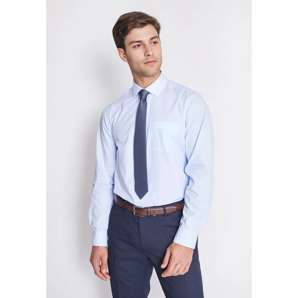 MAVIANNI - Camisa Formal Hombre Regular Poplin Celeste Mavianni