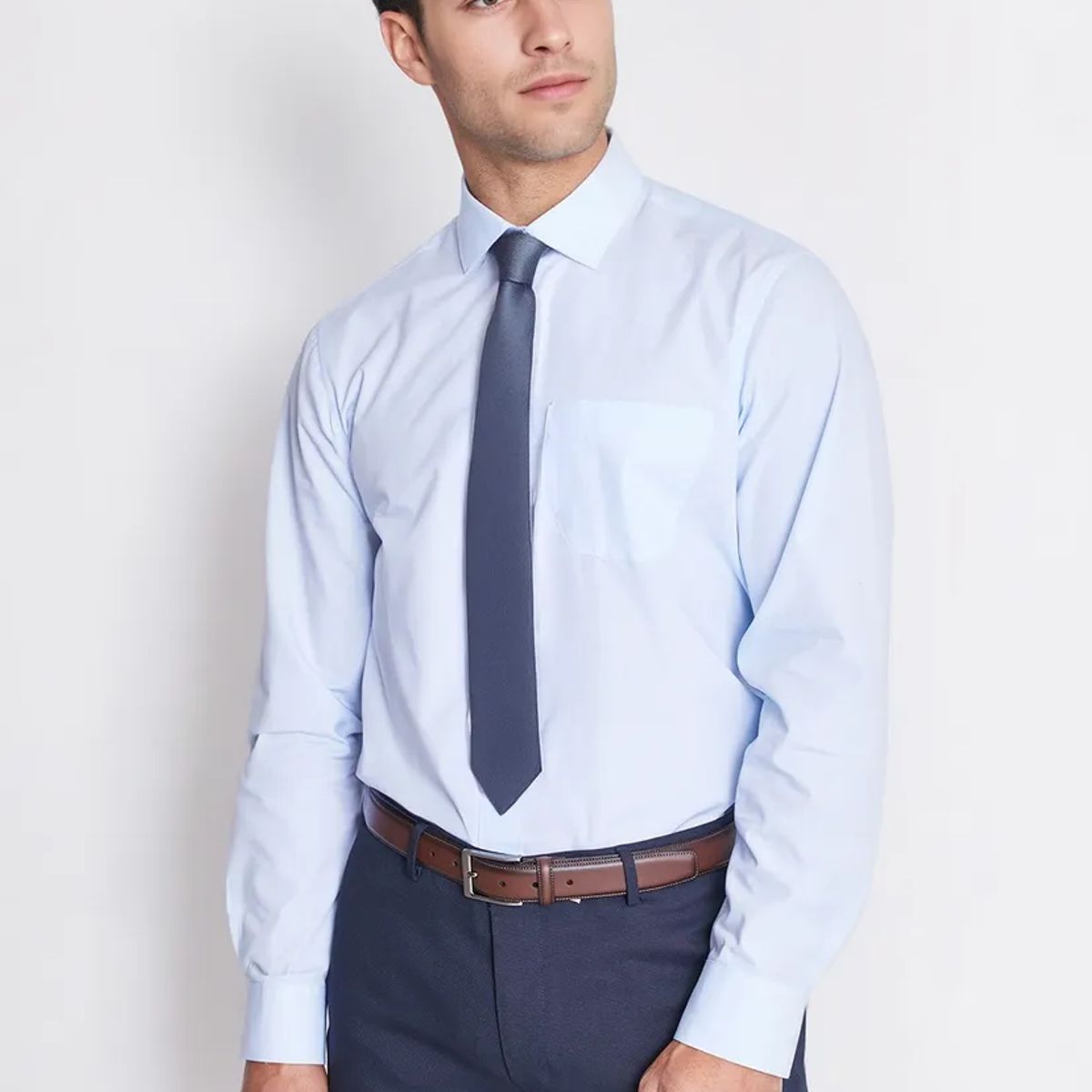 MAVIANNI - Camisa Formal Hombre Regular Poplin Celeste Mavianni