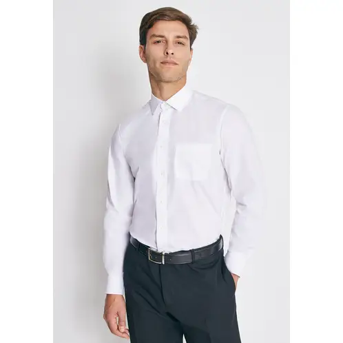 MAVIANNI - Camisa Formal Básica Lisa Regular Poplin Blanco