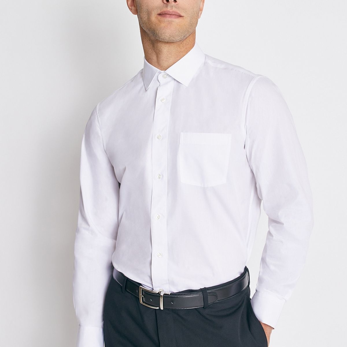 MAVIANNI - Camisa Formal Hombre Regular Poplin Blanco Mavianni