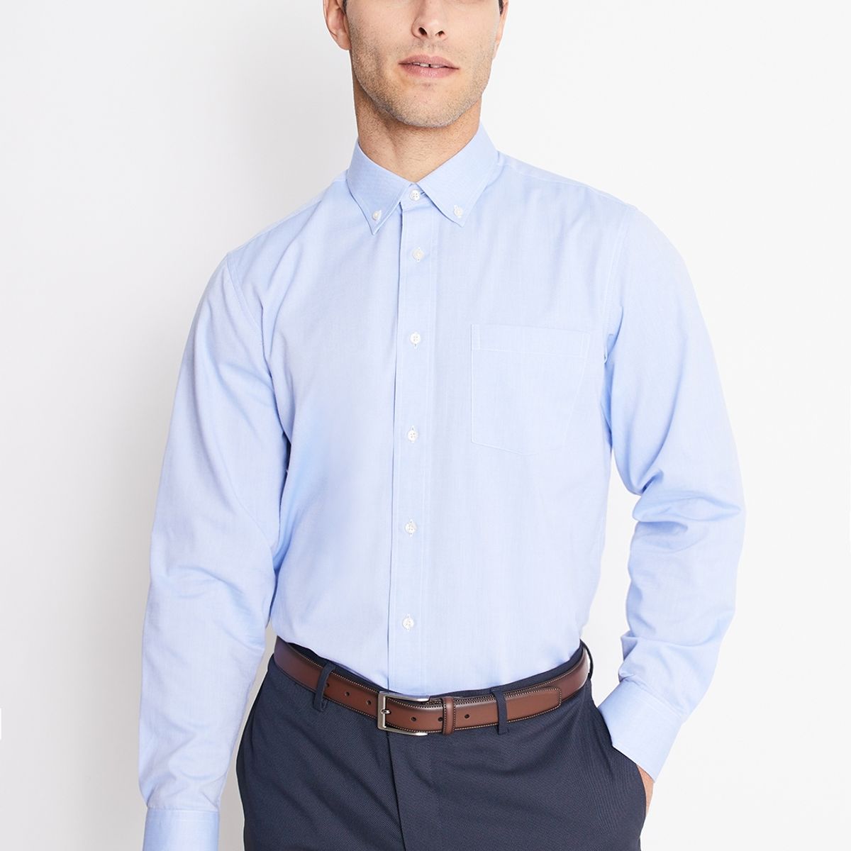 MAVIANNI - Camisa Formal Hombre Regular Oxford Celeste Mavianni