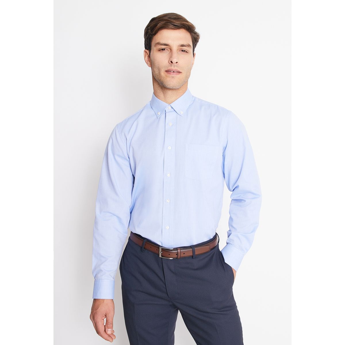 MAVIANNI - Camisa Formal Hombre Regular Oxford Celeste Mavianni