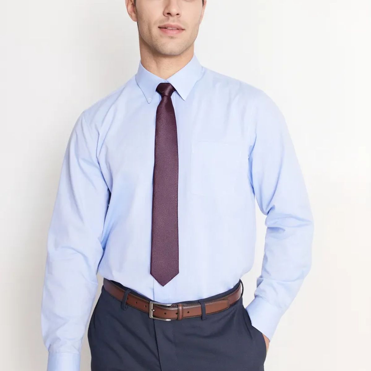 MAVIANNI - Camisa Formal Hombre Regular Oxford Celeste Mavianni