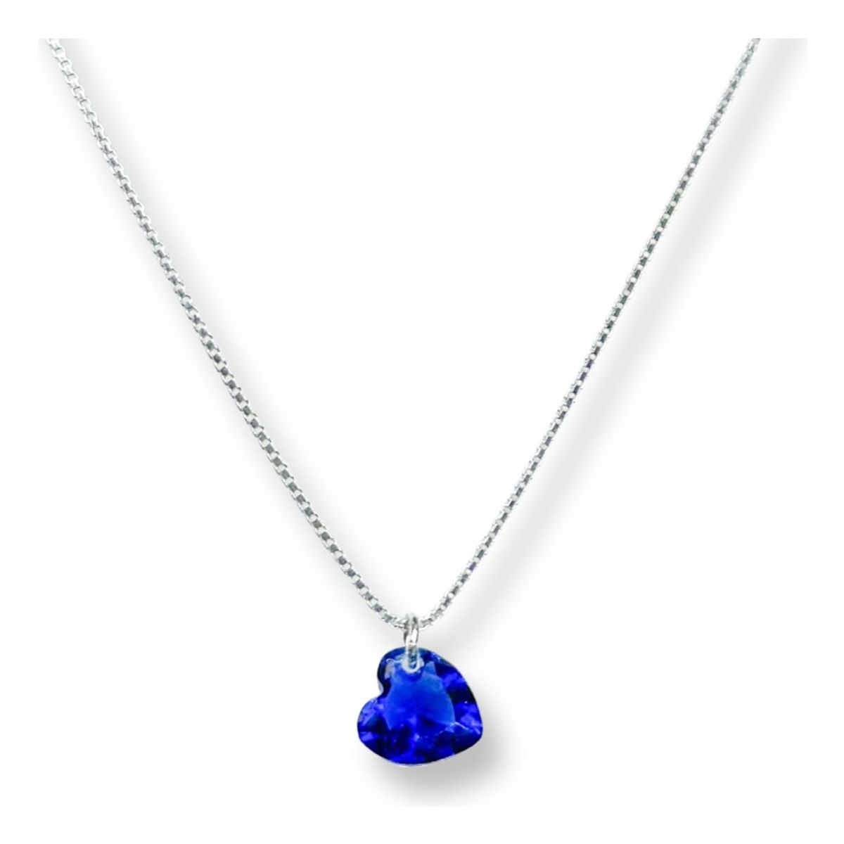 GENERICO - Collar Juvenil Corazón Cristal Swarovski Azul Plata Ley 925