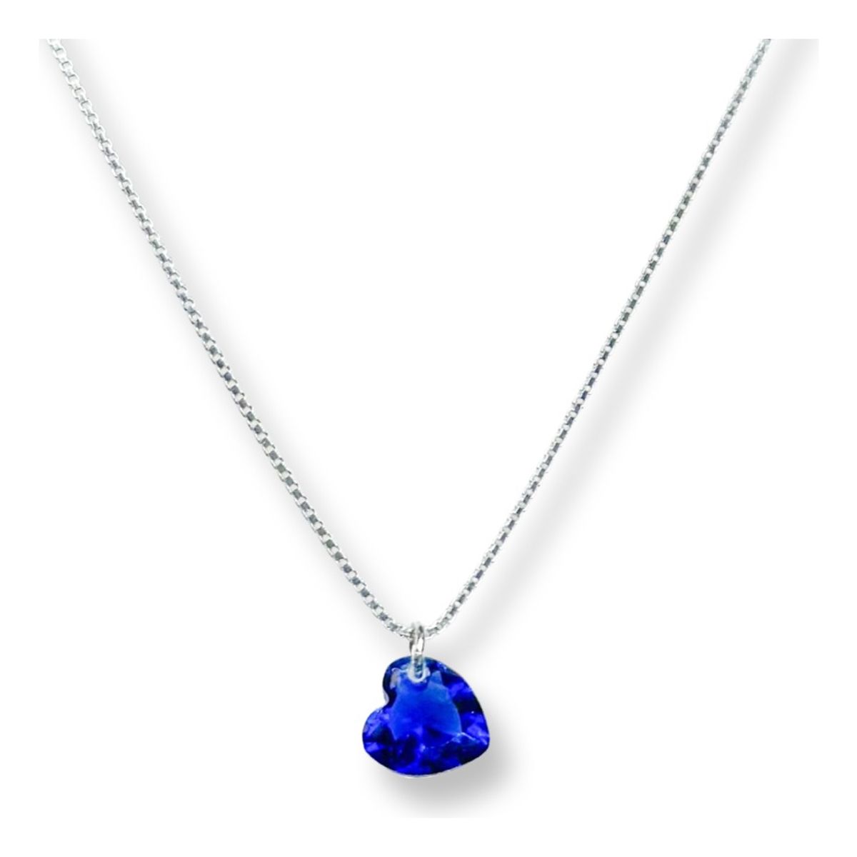 GENERICO - Collar Juvenil Corazón Cristal Swarovski Azul Plata Ley 925