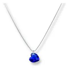 GENERICO - Collar Juvenil Corazón Cristal Swarovski Azul Plata Ley 925