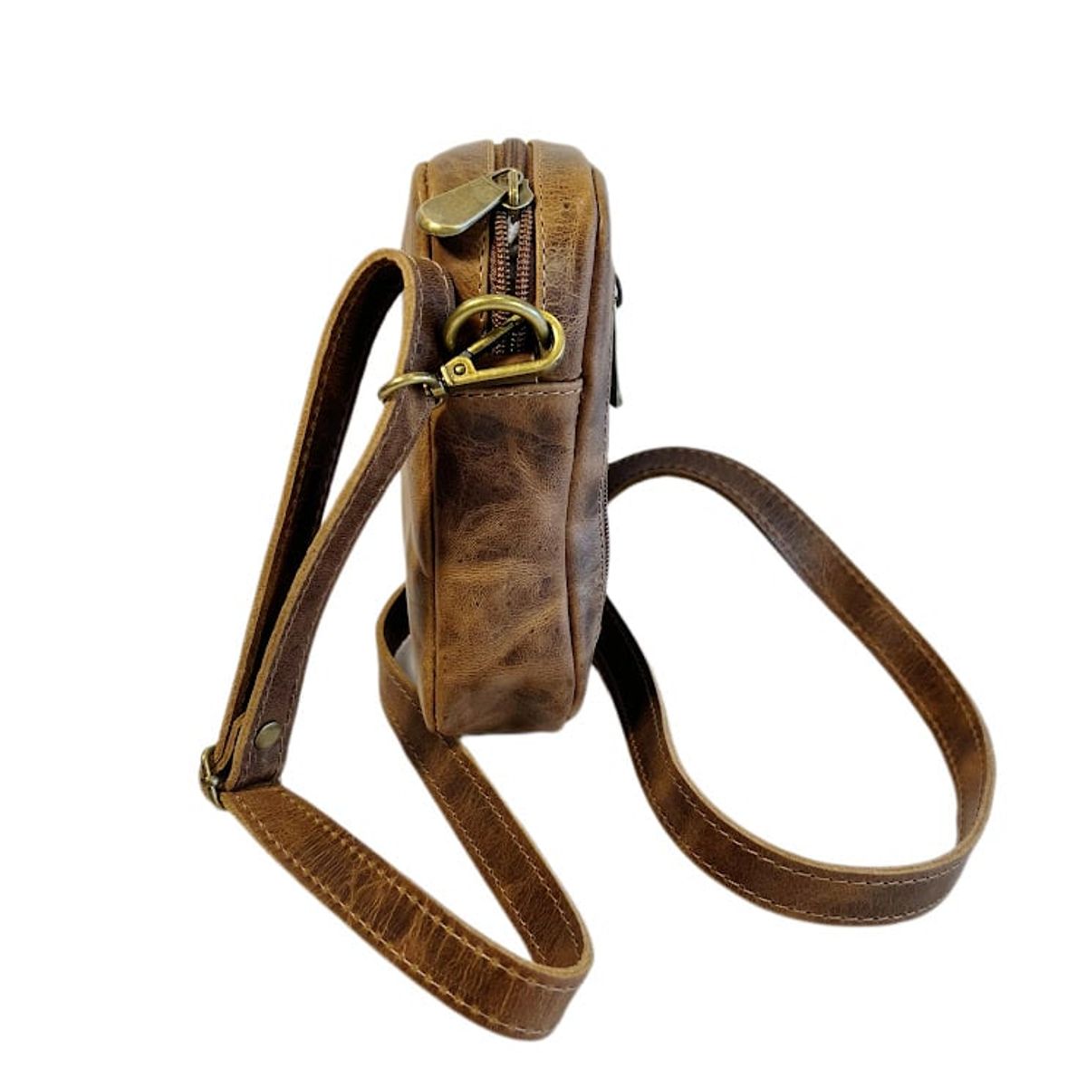 GENERICO - Cartera mini de cuero Legitimo RAMÉ Color café UNISEX hecho en Chile