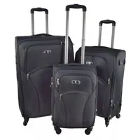 Set 3 Maletas Rigidas Ruedas 360 Negra Tela