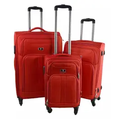 GENERICO - Set 3 Maletas Rigidas Ruedas 360- Roja Tela