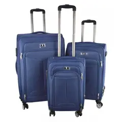 GENERICO - Set 3 Maletas Rigidas Ruedas 360- Azul Tela