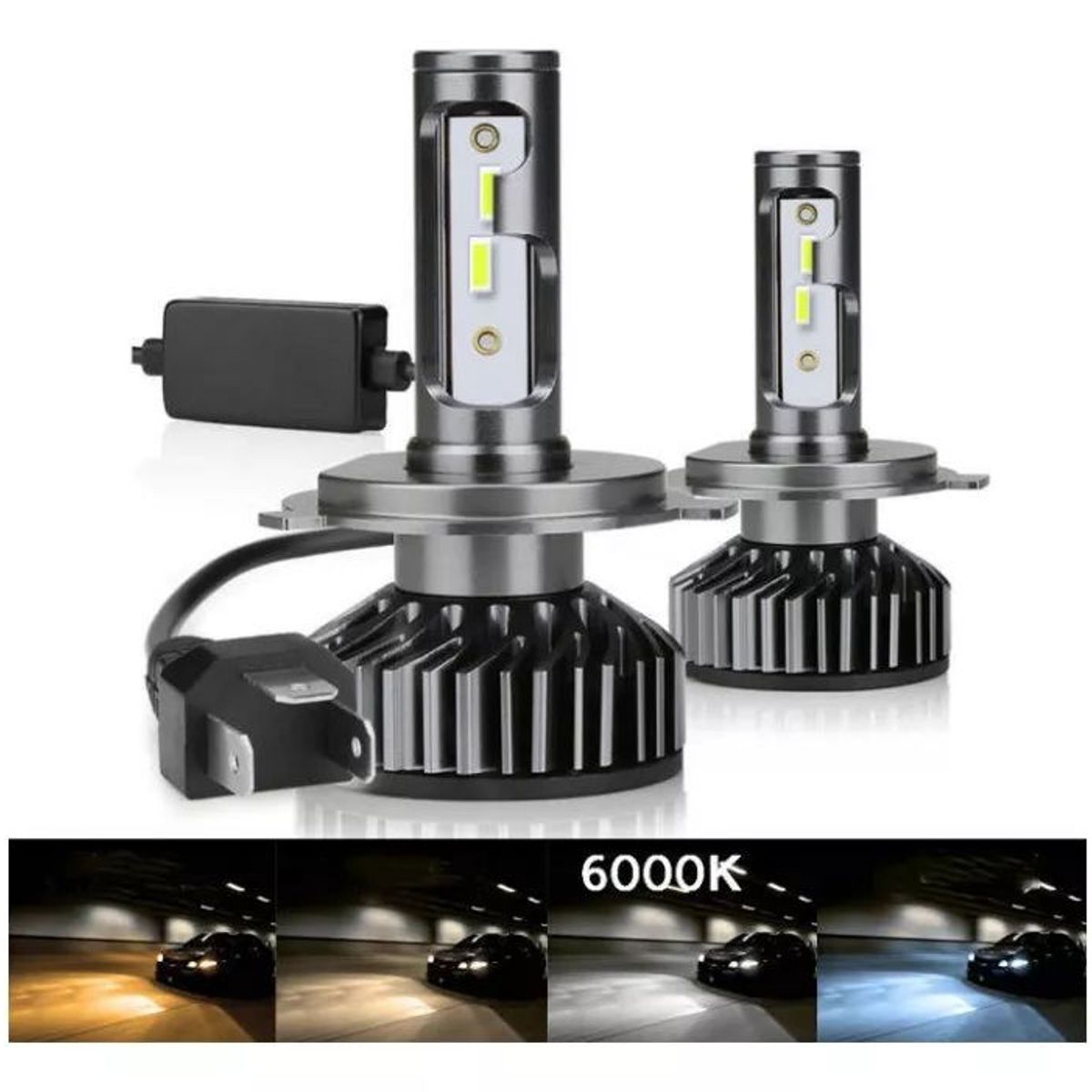 KUANGYE - Kit Turbo De Foco Led Auto H4 15000 Lúmenes 72w Luz Blanca