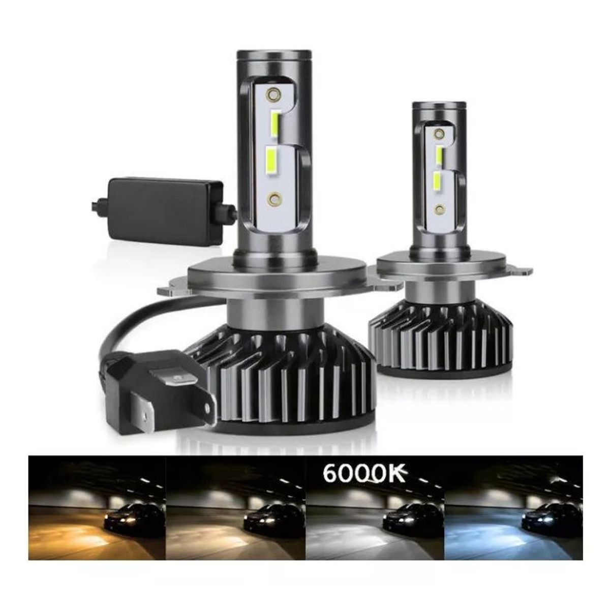 KUANGYE - Kit Turbo De Foco Led Auto H4 15000 Lúmenes 72w Luz Blanca