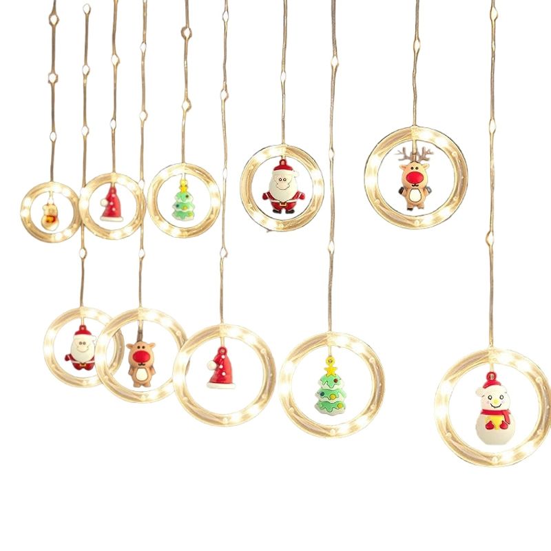 GENERICO - Luz Cascada Led De Aros Navideños 3 Mts Cortina Luz Calida