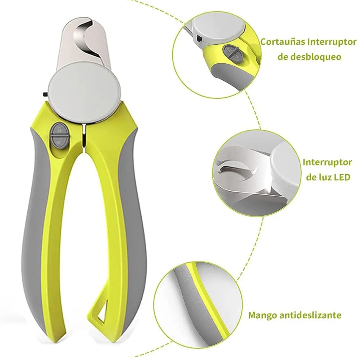 KUANGYE - Corta Uñas Profesional Para Perro Y Gato Con Luz Led