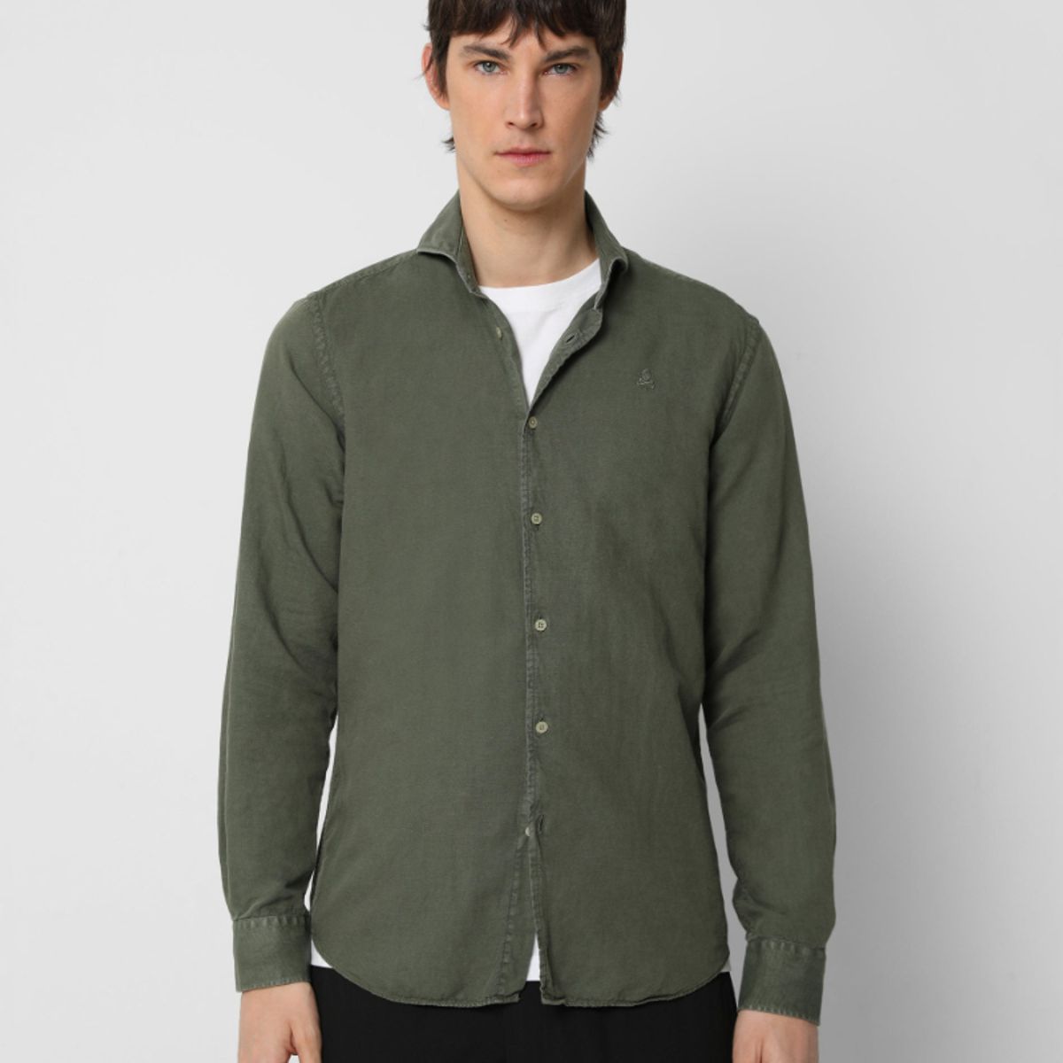 SCALPERS - Camisa Lino Calavera Dark Khaki