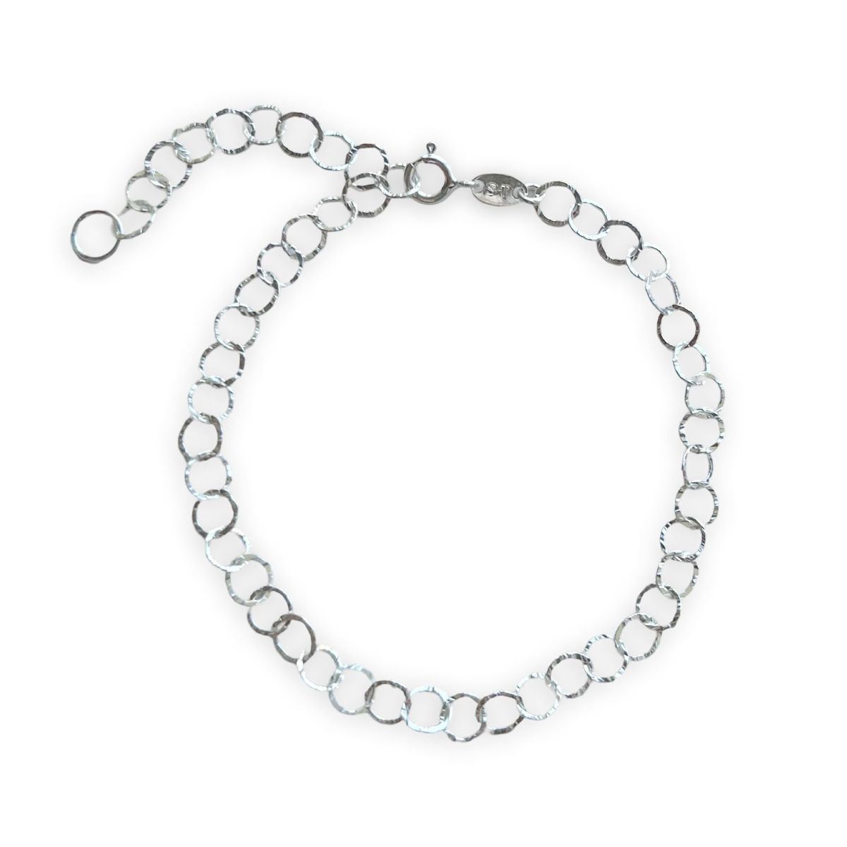 GENERICO - Pulsera Modelo Circulos 18 Cm Plata Italiana 925 + Caja