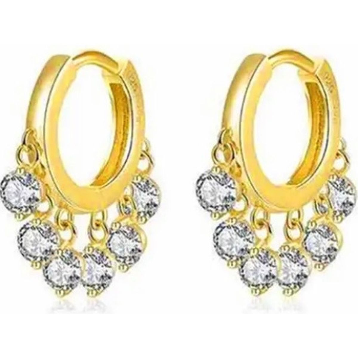 GENERICO - Aros Argolla Dama Circones Colgantes Plata S925 Baño Oro