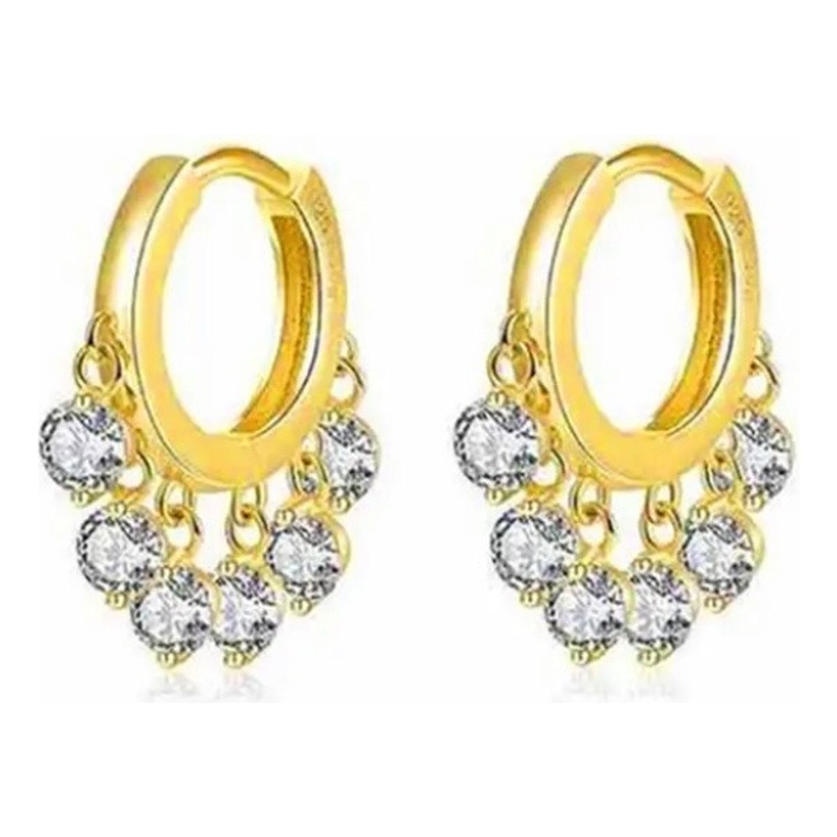 GENERICO - Aros Argolla Dama Circones Colgantes Plata S925 Baño Oro