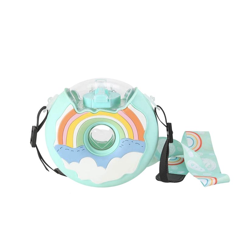 SANTU HOME & DECO - Botella Antiderrame Niño Infantil Donuts 380 ml Turquesa