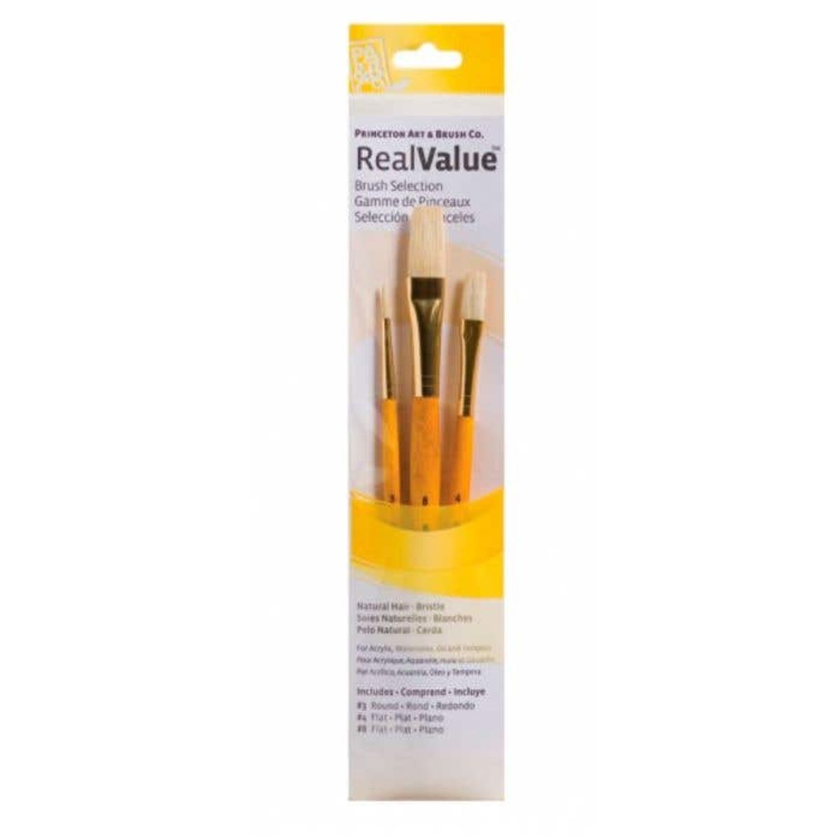 PRISMACOLOR - SET PRINC 3 PINCELES NATURAL CERDA AMARILLO PRISMACOLOR