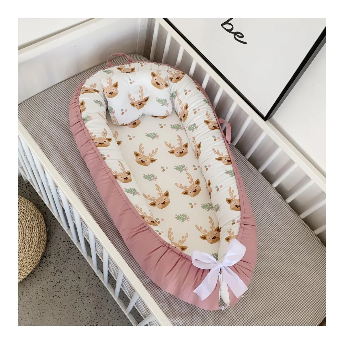 BABYLUNA - Cama Cojín Nido Colecho Con Almohada De Algodón Reforzada D6