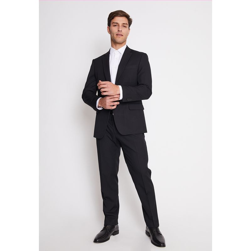 MAVIANNI - Traje Formal Básico Regular Twill Negro