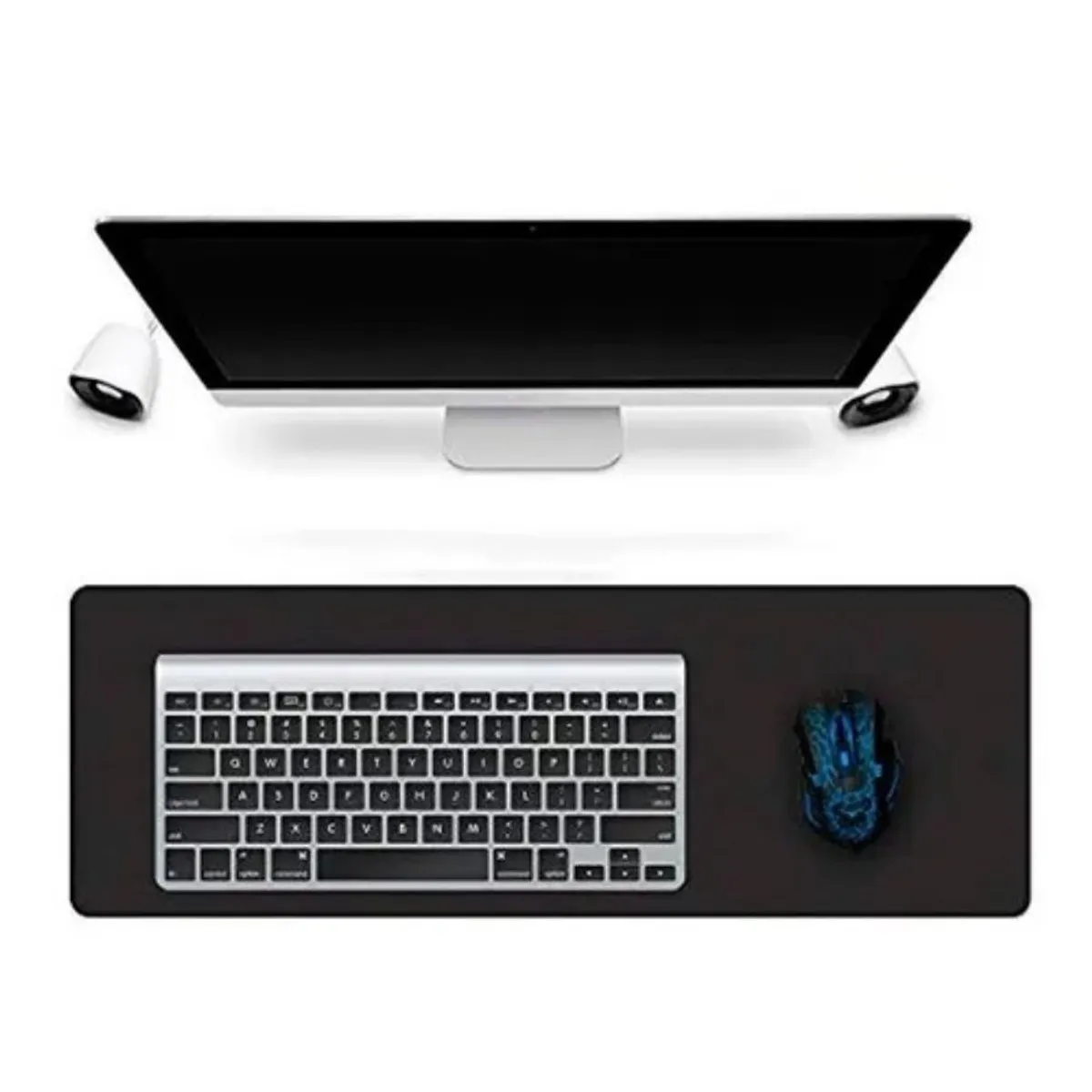 GENERICO - Mouse Pad Gamer Antideslizante Negro Borde Cosido 70x30cm