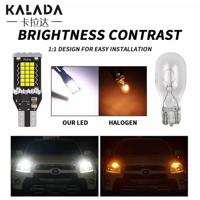GENERICO - Par Ampolletas halógenas T15 W16W luces autos para reversa