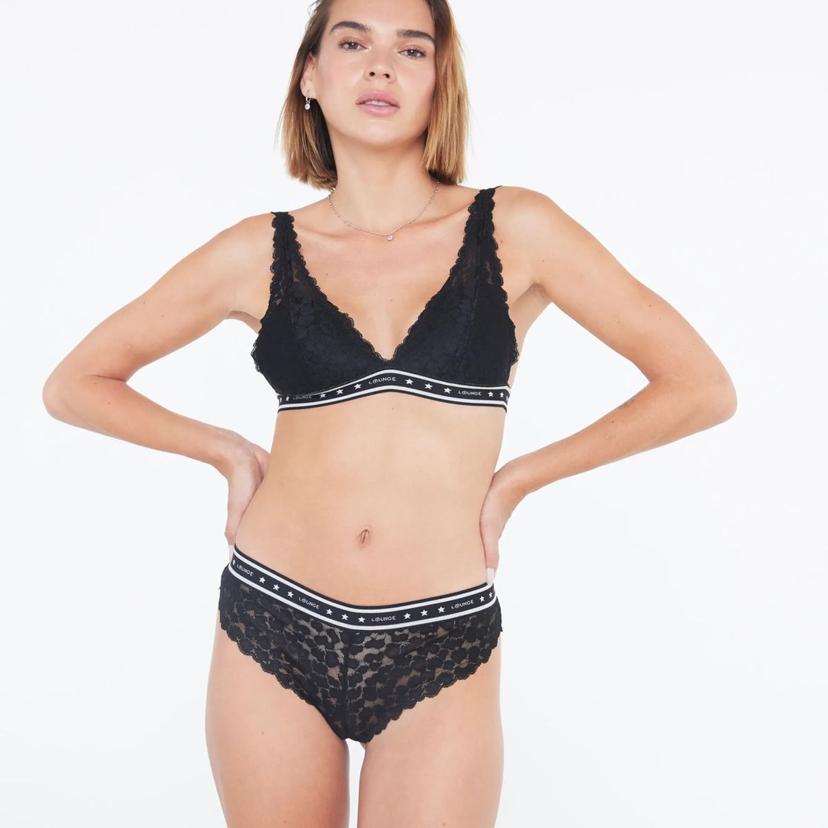 LOUNGE - Calzón Mujer Dreamy Encaje Negro LOUNGE