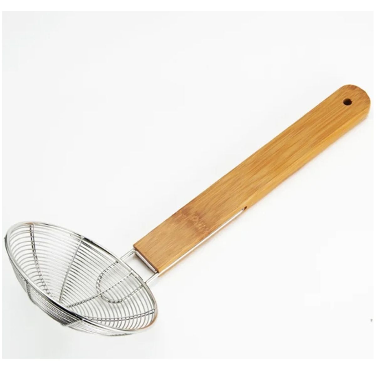 GENERICO - Colador Grande De Acero Inoxidable Con Mango Largo De Madera