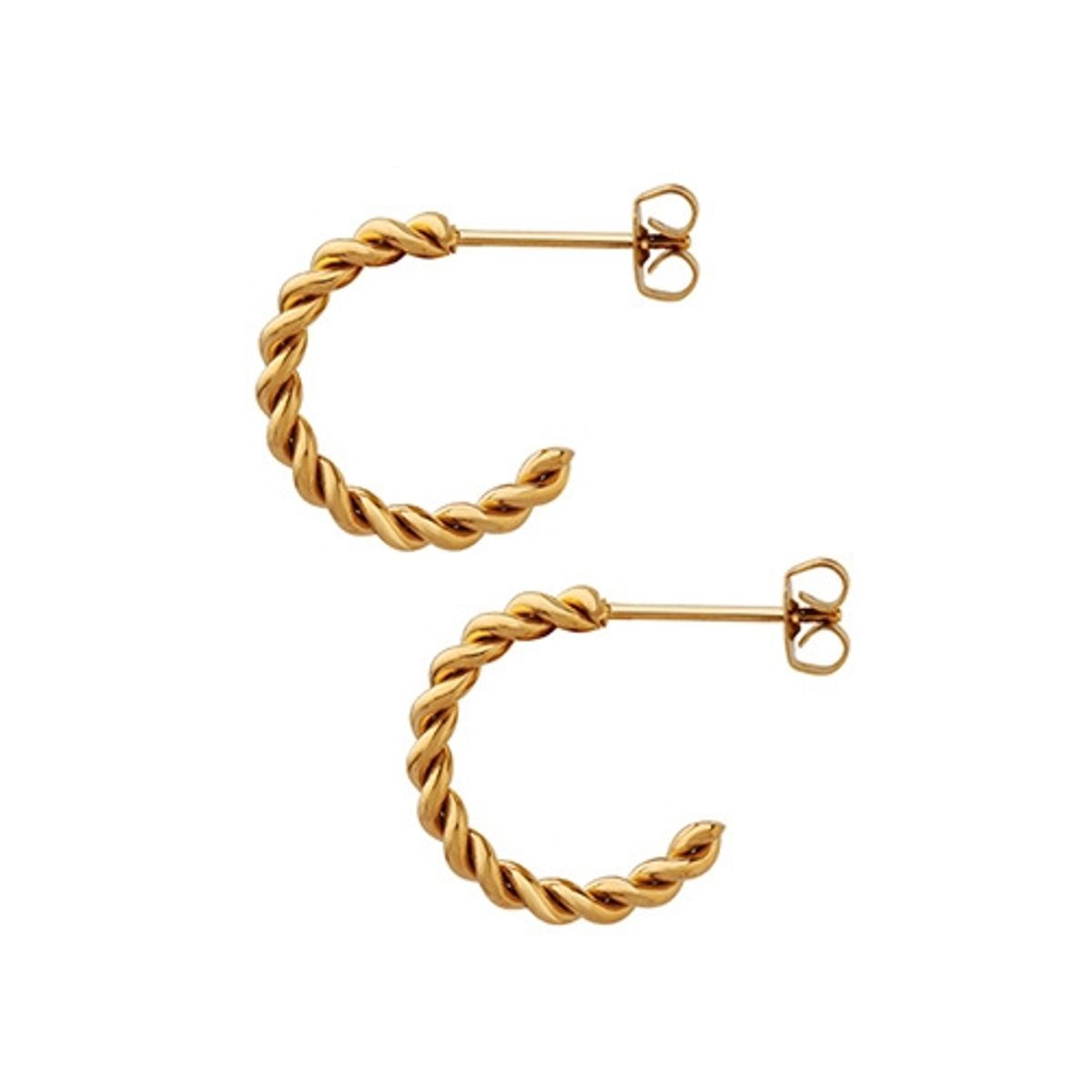 LUX JOYAS - Aros Baño Oro Amarillo 18k Media Argolla Entorchado S