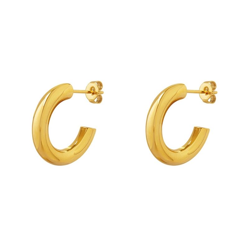LUX JOYAS - Aros Baño Oro Amarillo 18k Media Argolla Tubo S