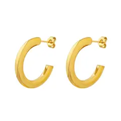 LUX JOYAS - Aros Baño Oro Amarillo 18k Media Argolla Tubo L