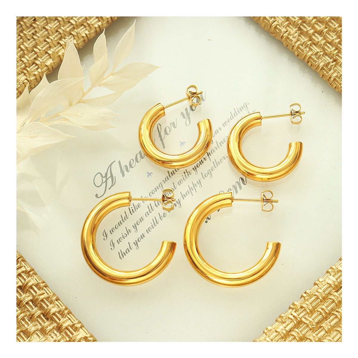 LUX JOYAS - Aros Baño Oro Amarillo 18k Media Argolla Tubo L