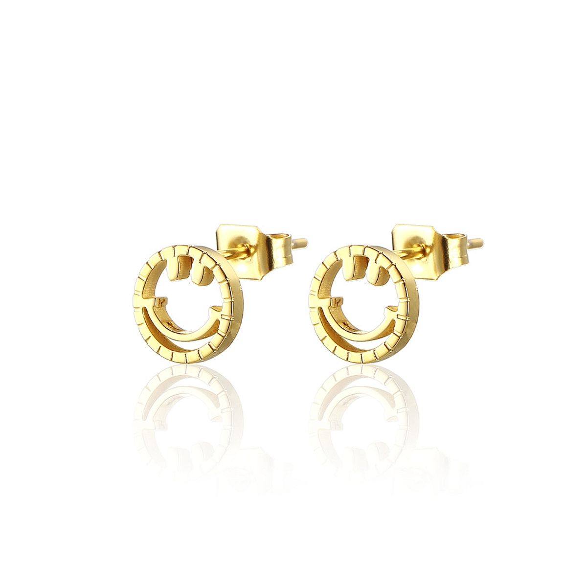 LUX JOYAS - Aros Baño Oro Amarillo 18k Pegados Smile