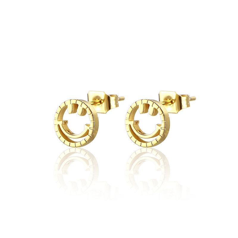 LUX JOYAS - Aros Baño Oro Amarillo 18k Pegados Smile