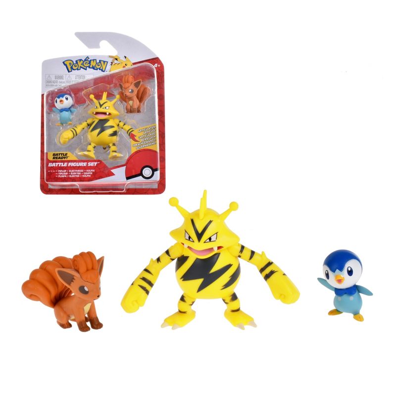 POKEMON - Pack 3 Figuras  Pokemon - Piplup - Vulpix - Electabuzz