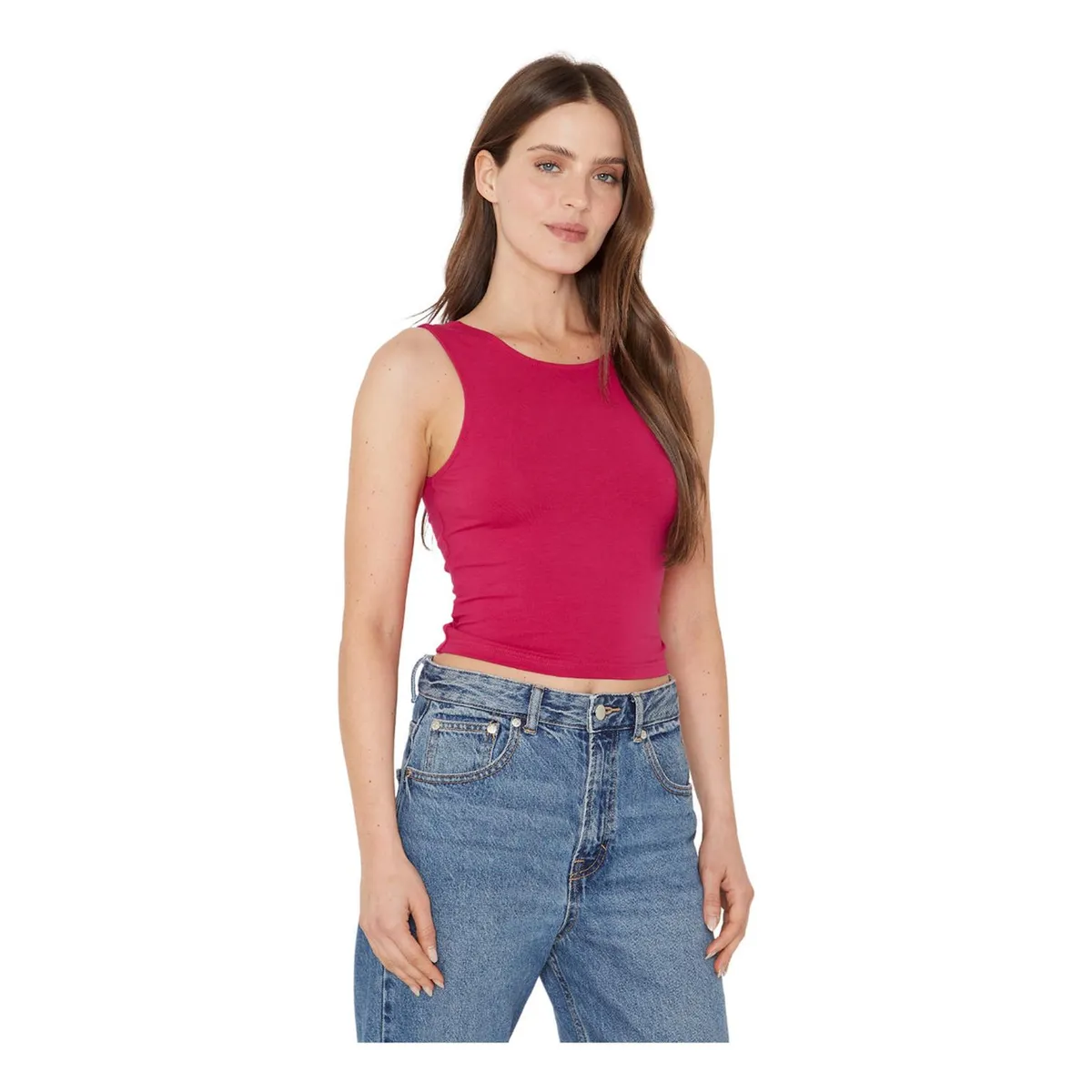 JACINTA TIENDA - Polera Gracia crop con lazo III fucsia Jacinta Tienda