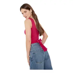 JACINTA TIENDA - Polera Gracia crop con lazo III fucsia Jacinta Tienda_.