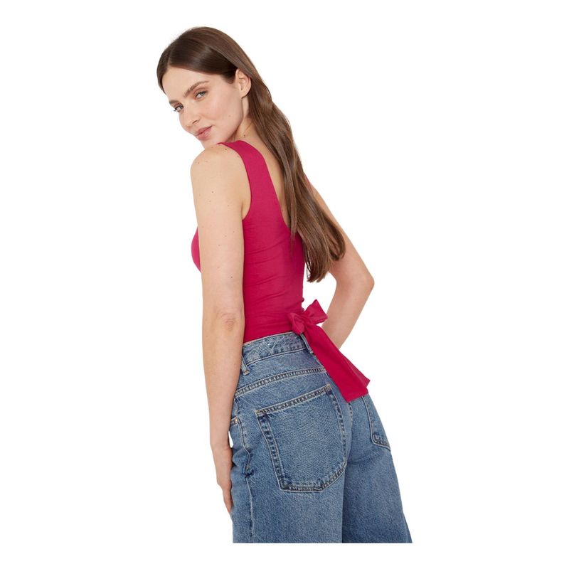 JACINTA TIENDA - Polera Gracia crop con lazo III fucsia Jacinta Tienda_.