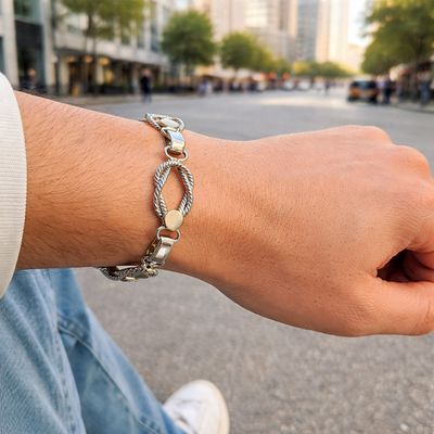 Imagen 2 del producto Pulsera Plata Oro18k Nudo Marinera Rustica Nacional Exclusiv