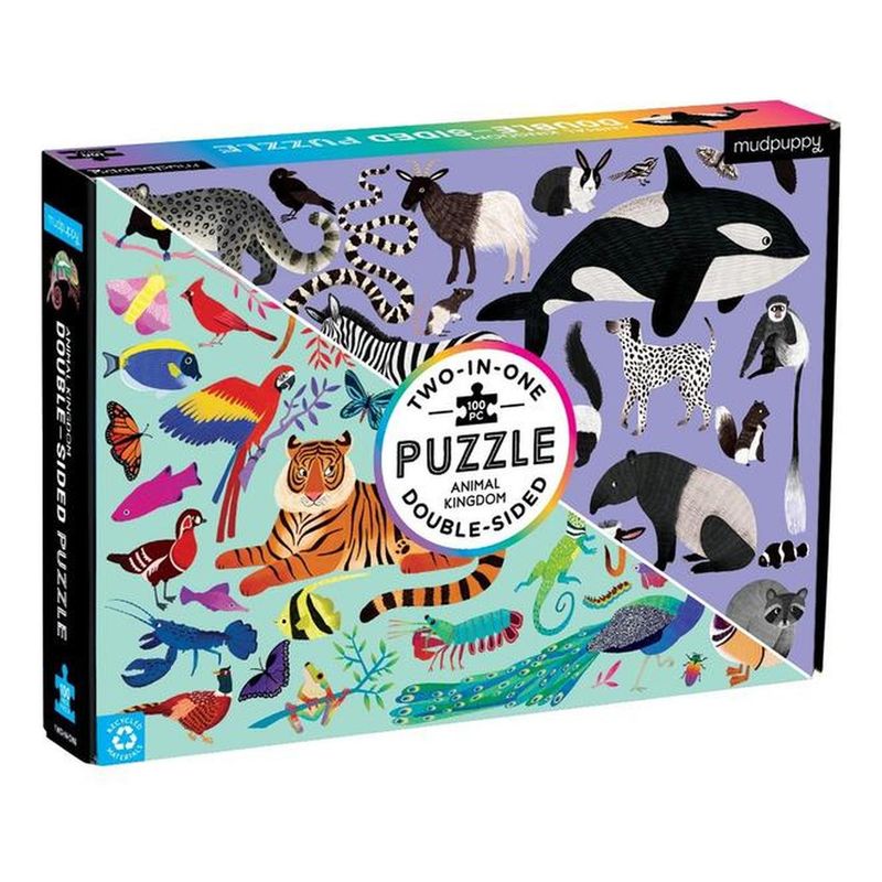 MUDPUPPY - Puzzle 100Pcs Doble Mundo Animal Mudpuppy